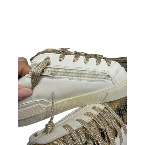 NEW DV Dolce Vita Sneakers Big Girls Size 5 Gold Metallic Snakeskin Neutral - Picture 7 of 8